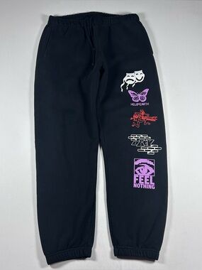 Obey Sweatpants Drawstring Black Men’s Size Medium Logo Graphic Art RARE Joggers
